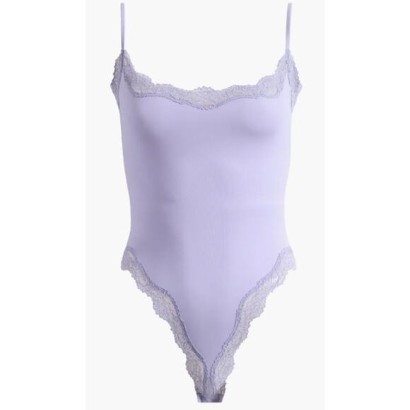 SKIMS Fits Everybody Lace Cami Bodysuit XL X-Large Purple Snap Closure Jupiter - Picture 2 of 3